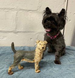 Antique Cast Iron Painted Terrier Dog Door Stop