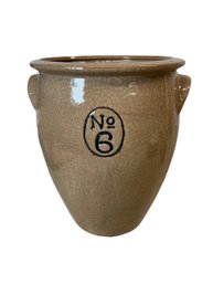 Decorative Contemporary Ceramic Number 6 Handled Crock Floor Vase