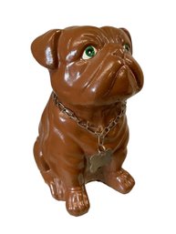 Vintage Concrete Statue Of A Bulldog With Dog Tag Named Buster