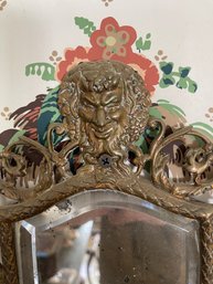 Antique Victorian Brass Green Man Or Bacchus Wall Sconces