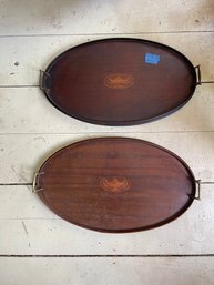 2 Mahogany Art Deco Neo Classic Serving Trays