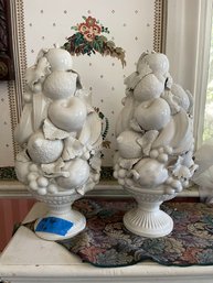 Pair Of Antique Porcelain Cornucopia