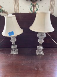 Pair Of Clear Vintage Glass Lamps