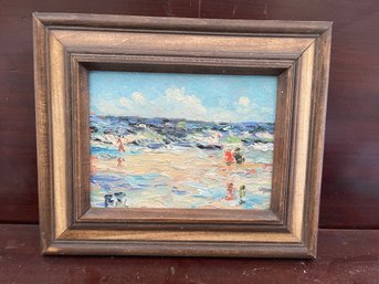 Signed Frank Thornhill Beach Scene Painting