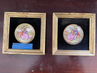 Two Small Framed Porcelain Decorated Plaques