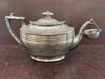 Antique Silver Over Porcelain Tea Pot