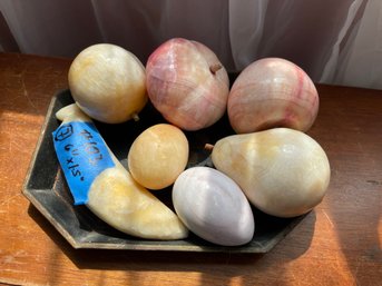 Antique Tray Of Marble Fruit