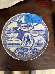 Antique Gloucester MA Souvenir Blue Plate