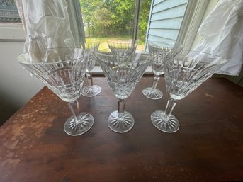 6 Matching  7' Tall Waterford Water Glasses