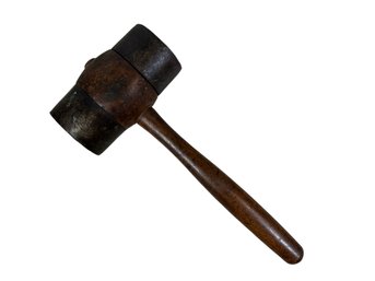 Antique Iron Band Wooden Mallet