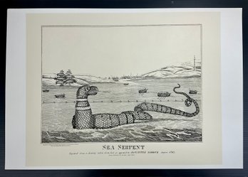 Famous Sea Serpent In Gloucester Harbour 1817 Print Reproduced In Collotype By The Meriden Gravure Co.