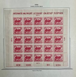 1935 Thorp Martin Stamp Album With 1926 White Plains Issue Block Sheet And Other Stamps