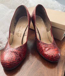 Amazing Vintage Women's 1940s Red Snakeskin Shoes