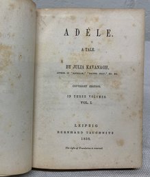 Antique Book Three Volume Set Adele By Julia Kavanagh 1858 Tauchnitz