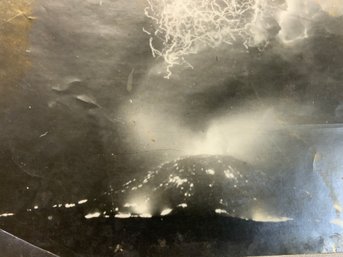 Vintage Real Photograph Of Erupting  Volcano And Lightning