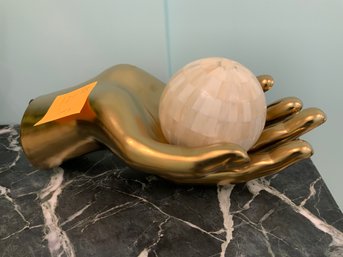 BB Gold Color Plaster Or Composite Material Decorative Hand And Ball