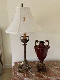 3B Decorative Faux Marble Table Lamp And Composite Decorative Urn