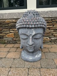 Large Buddha Head Made Of Composite Material Garden Ornament 24 Inches Tall