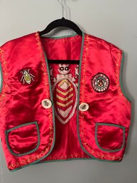 Vintage Men's 1960s MOC Red Satin Cootie Vest