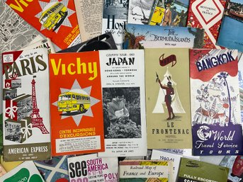 Large Lot Of Vintage Europe And Asia Travel Brochures Guidebooks Esperanto Vichy Paris Bangkok Etca