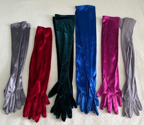 6 Pair Vintage Retro Style Women's Colorful Elbow And Opera Gloves Long Gloves Gown