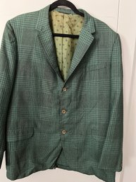 Mens Vintage Green And Black Plaid Jacket