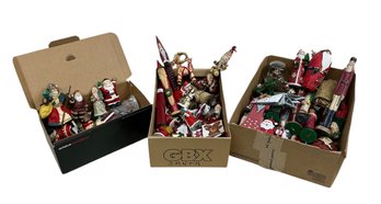 Three Boxes Filled With Vintage Santa And Other Christmas Figurines Some Christmas Tree Shop Etc