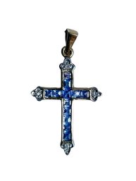 10K Gold And Tanzanite? Vintage Or Antique Cross Pendant