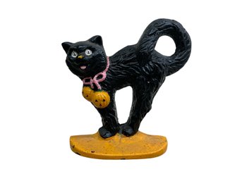 Vintage Cast Iron Halloween Cat Doorstop