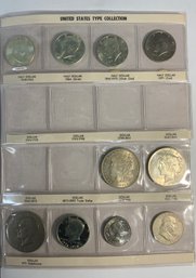 United States Type Set Collection Partially Filled Two Cent Large Cent 1796-1807 Four Morgan Silver Dollars