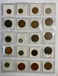 Lot Of Various British Vintage Coins And Various Antique And Vintage Tokens Foreign Coins Sacagawea