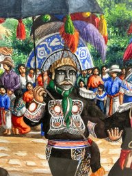 Watercolor By Chema Gonzalez Cox Of Traditional South American Masked Dancers