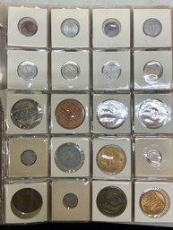 Binder Of Foreign Coins And Tokens Most From 1910s To 1960s