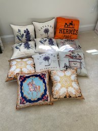 2i Lot Of Decorative Pillows Hermes Lavender Etc