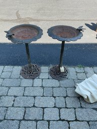 Pair Of Metal Bird Baths