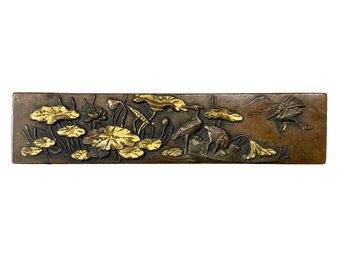 Antique Japanese Heron And Lilies Pin