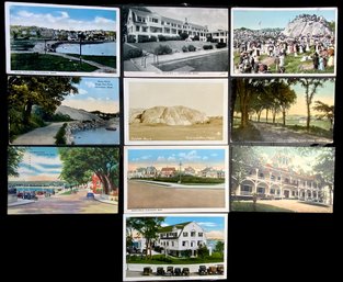 Lot Of Ten Gloucester Mass. Postcards Including One Real Photo Card Tablet Rock