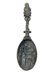 German Pewter Spoon With Tooth Puller Scene