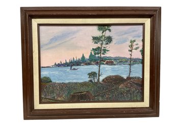 Vintage Oil On Board Landscape By Harold Clark Dexter Circa 1980s