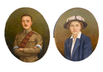 WWI Husband And Wife Portraits 1914-1915 Male KIA