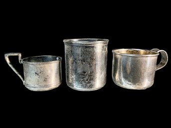 Trio Of Antique Sterling Silver Cups 122.4 DWT