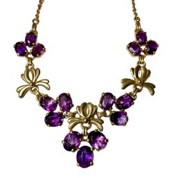 14K Gold And Amethyst Mid Century Necklace