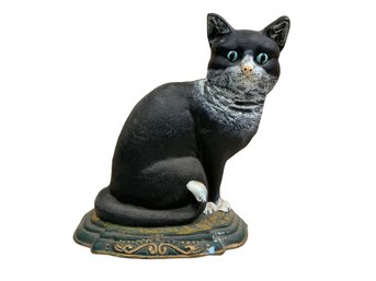 Large Cast Iron Painted Cat Doorstop