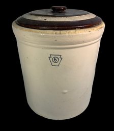 Large Antique Stoneware Number Six Crock