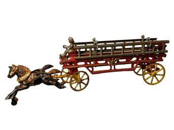 Antique Cast Iron Fire Truck Horse Drawn