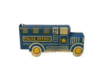 Tiny Tin Litho Cracker Jack Prize Toy Police Patrol