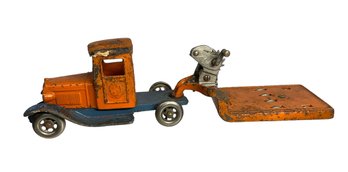 Rare Large 1930s Kilgore Iron Toy Truck With Heavy Duty Trailer With Winch