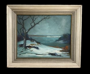 Ruth Jewell (1908-1999) Oil On Board Winter Seascape Signed