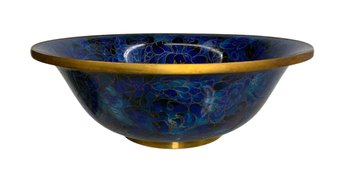 Decorative Chinese Cloisonne Bowl Blue Floral