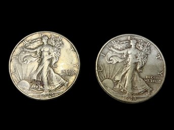 Two Walking Liberty Halves 1943-D And 1944 90 Percent Silver